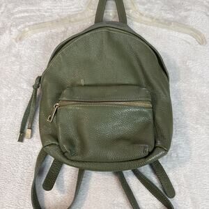 Valentina Fiore Women's Green Pebble Leather Backpack Handbag Zip Olive